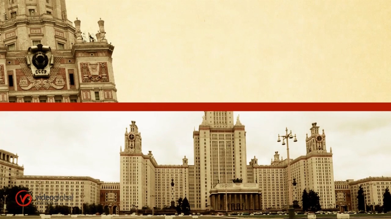 кейс VideoGlobal · общий план главного корпуса университета имени Ломоносова в заставке