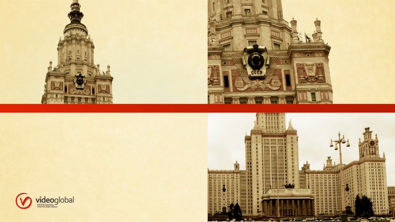 кейс VideoGlobal · композиция со шпилем и гербом главного здания МГУ