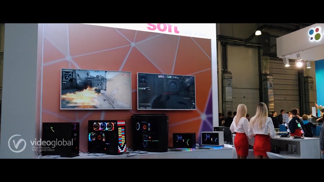 кейс VideoGlobal: игровые ПК и мониторы на стенде Softline